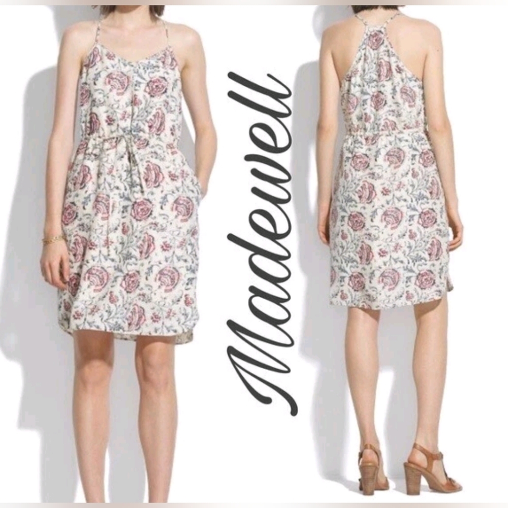 Madewell Silk White Pink Floral Mini Cami Dress Size 6 Daybreak Turkish Garden
